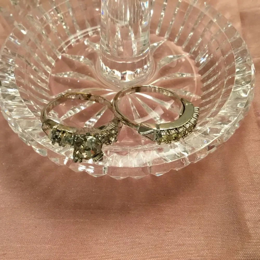 Set of 2 Adjustable Silvertone CZ Rings